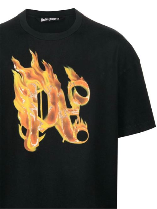 T-shirt Burning con stampa PALM ANGELS | PMAA072R24JER0011076